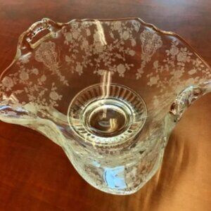 Cambridge Rose Point Vintage Elegant Etched Basket